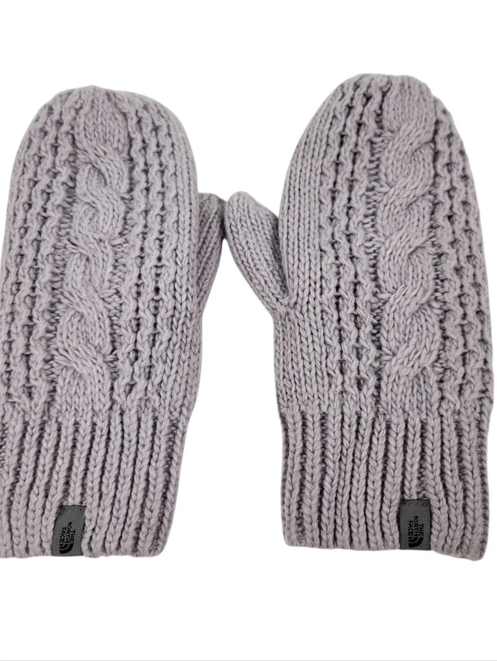 The North Face Wool Alpaca Blend Cable Knit Mitt Mittens Grey Women Size L to XL